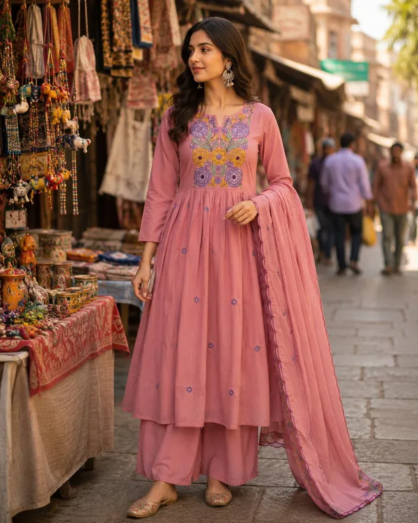 Pink_Embroidered_Anarkali_Suit_Set_for_Women