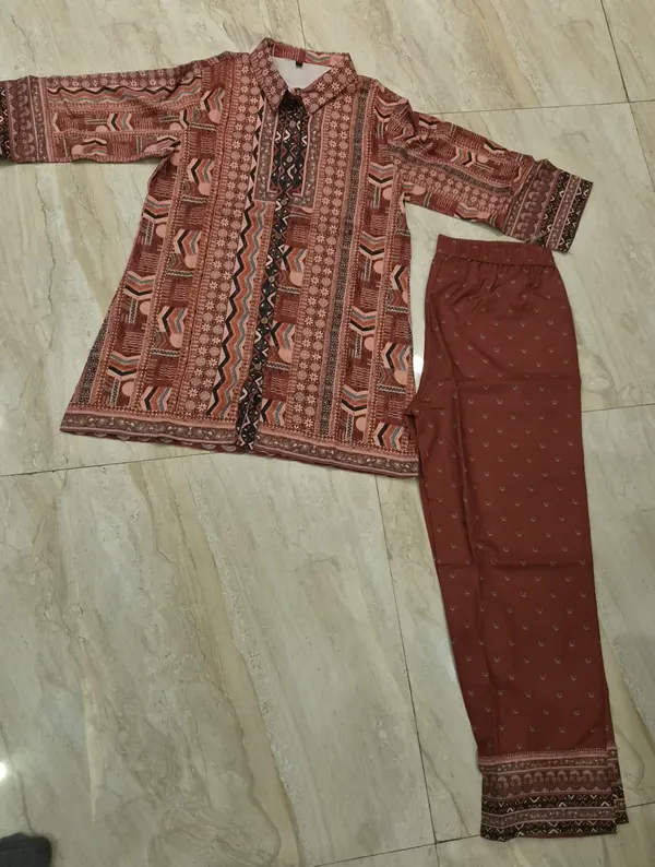 Brown_Printed_Straight_Kurta_Pant_Set_For_Women