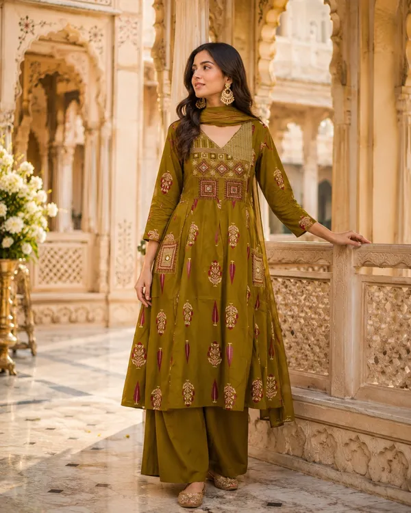 Olive_Printed_Anarkali_Suit_Set_for_Women