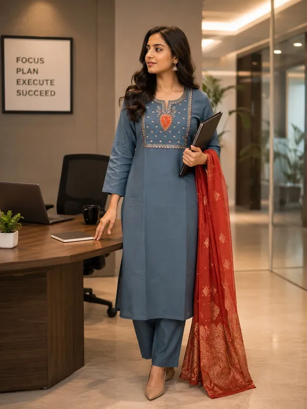 Blue_Embroidered_Straight_Kurta_Set_for_Women