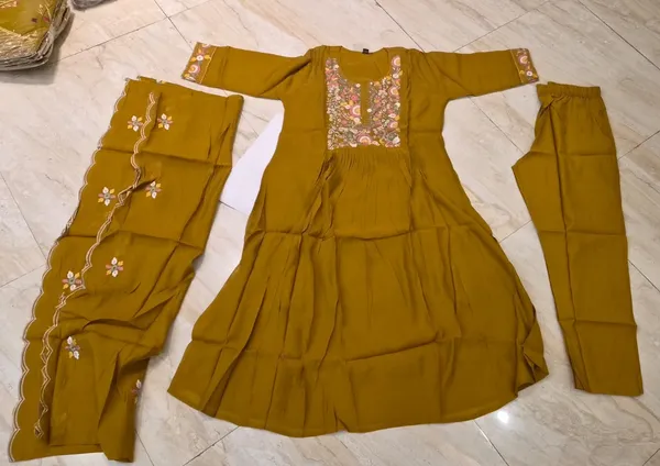Mustard_Embroidered_Anarkali_Kurta_Set_for_Women