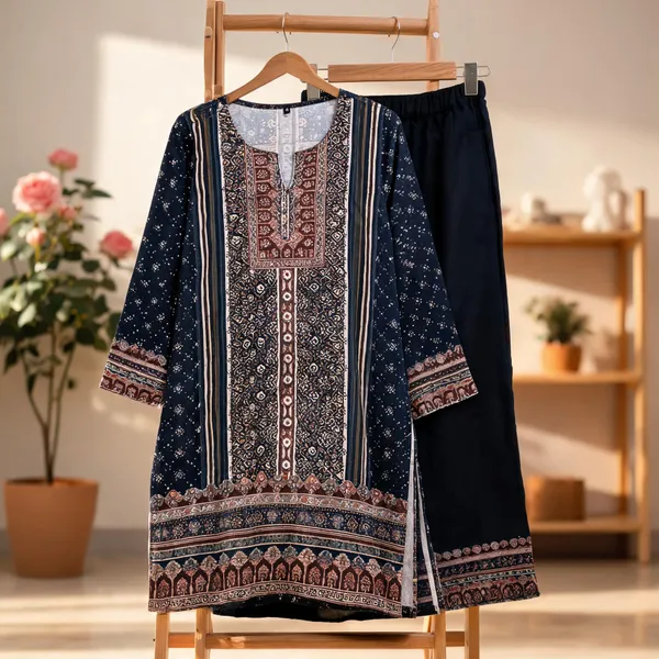 Navy_Masleen_Printed_Straight_Kurta_Set_For_Women