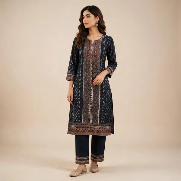 Navy_Masleen_Printed_Straight_Kurta_Set_For_Women