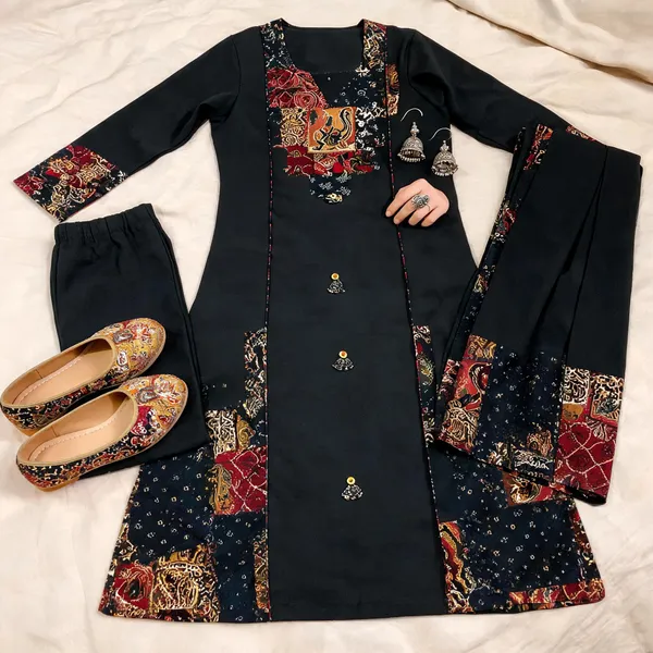 Black_Cotton_Printed_Straight_Kurta_Set_For_Women