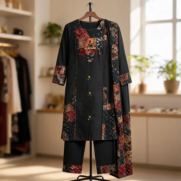 Black_Cotton_Printed_Straight_Kurta_Set_For_Women