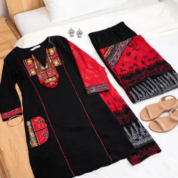 Black_Cotton_Printed_Straight_Kurta_Set_For_Women