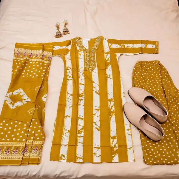 Mustard_Cotton_Printed_Straight_Kurta_Set_For_Women