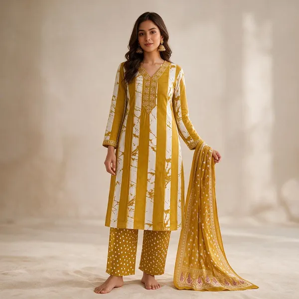 Mustard_Cotton_Printed_Straight_Kurta_Set_For_Women