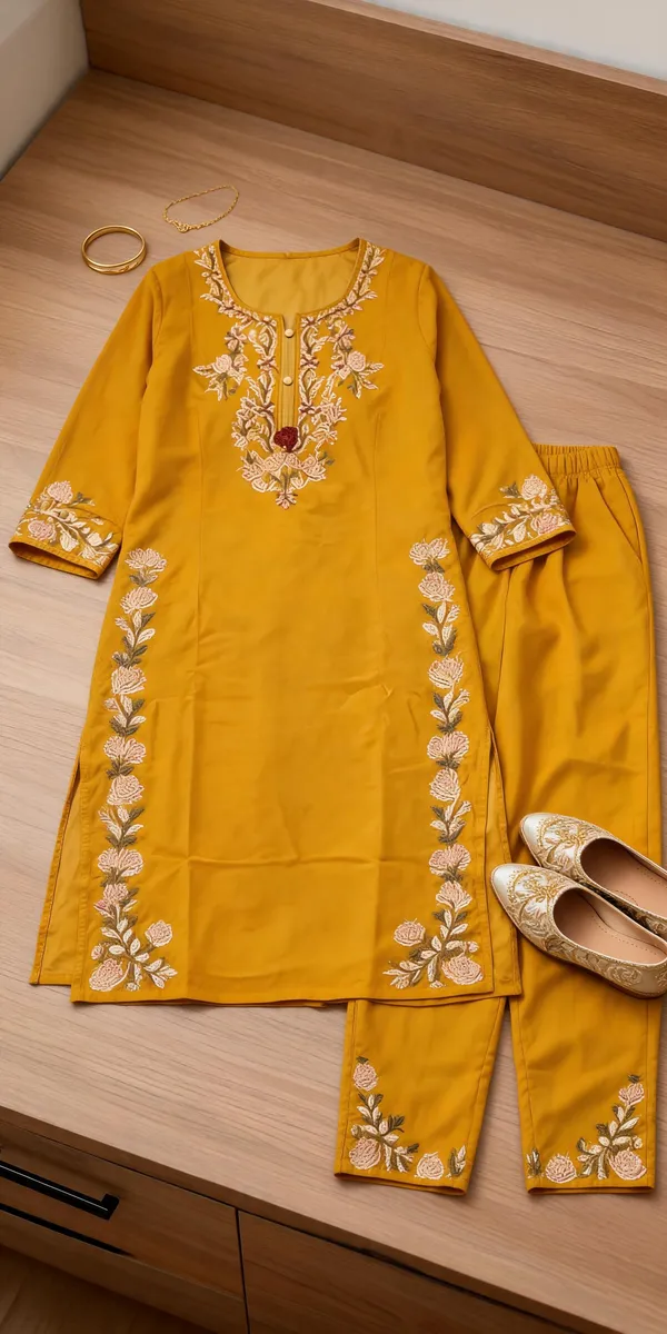 Mustard_Cotton_Straight_Embroidered_Kurta_Set_For_Women
