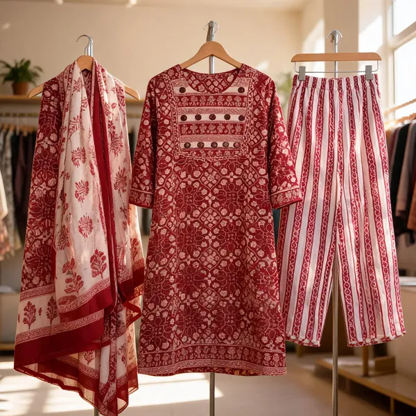 Maroon_Cotton_Printed_Kurta_Palazzo_Dupatta_Set_For_Women