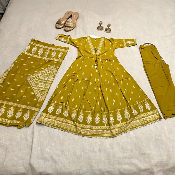 Mustard_Cotton_Flared_Printed_Anarkali_Suit_Set_For_Women