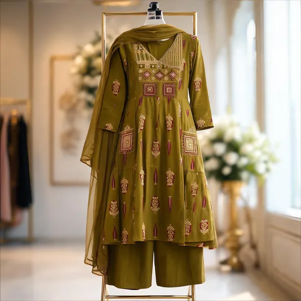 Olive_Cotton_Flared_Printed_Anarkali_Suit_Set_For_Women