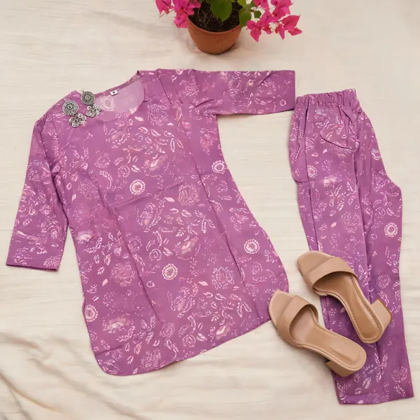 Purple_Cotton_Straight_Printed_Kurta_Pant_Set_For_Women