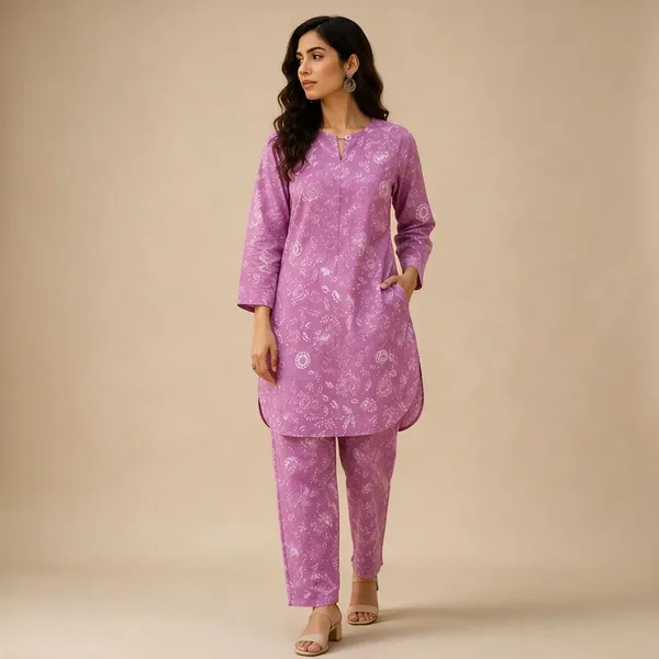Purple_Cotton_Straight_Printed_Kurta_Pant_Set_For_Women