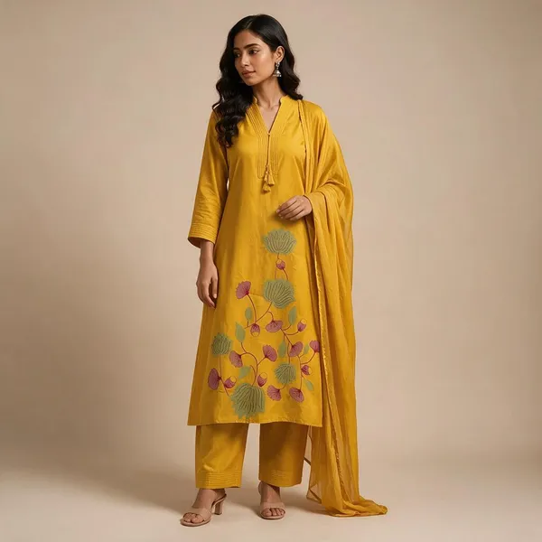 Yellow_Mul_Cotton_Straight_Floral_Print_Kurta_Set_For_Women