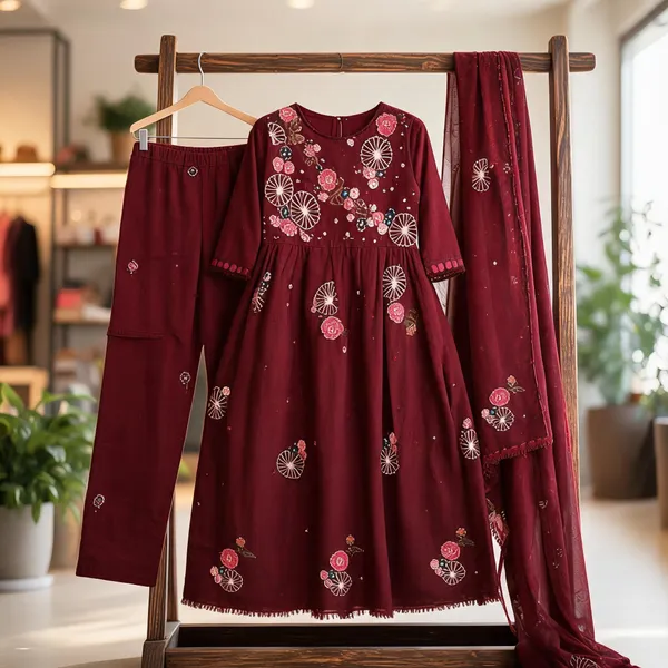 Maroon_Mul_Cotton_Flared_Embroidered_Anarkali_Suit_Set_For_Women