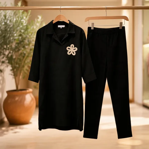Black_Cotton_Straight_Fit_Embellished_Kurta_Pant_Set_For_Women