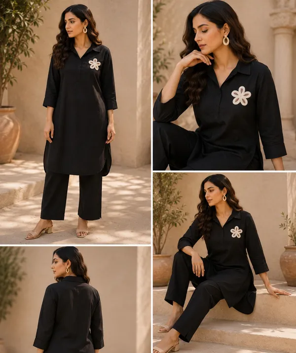 Black_Straight_Fit_Kurta_Pant_Set_for_Women