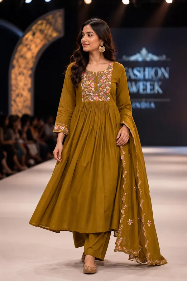 Mustard_Embroidered_Anarkali_Kurta_Set_for_Women