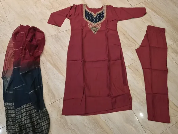 Maroon_Embroidered_Straight_Kurta_Set_for_Women