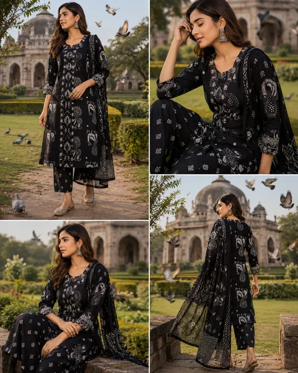 Black_Printed_Straight_Kurta_Pant_Dupatta_Set_For_Women
