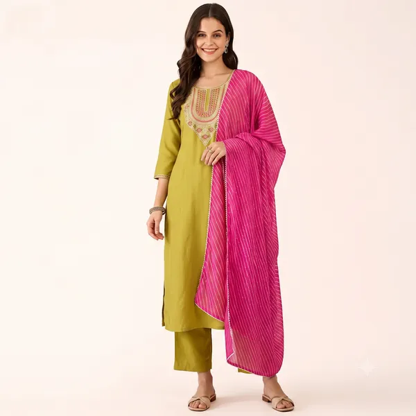 Multicolor_Rayon_Georgette_Dupatta_Embroidered_Kurta_Set_With_Pant_And_Dupatta_For_Women