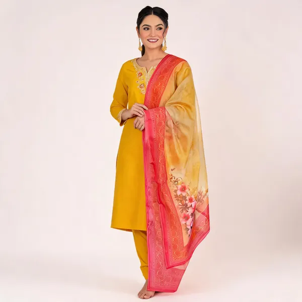 Yellow_Rayon_Tabby_Dupatta_Embroidered_Kurta_Pant_Dupatta_Set_For_Women