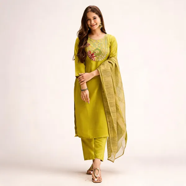 Yellow_Rayon_Tabby_Dupatta_Embroidered_Kurta_Pant_Dupatta_Set_For_Women