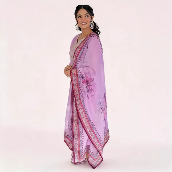 Pink_And_Purple_Viscose_Rayon_Chanderi_Dupatta_Embroidered_Kurti_Pant_Dupatta_Set_For_Women