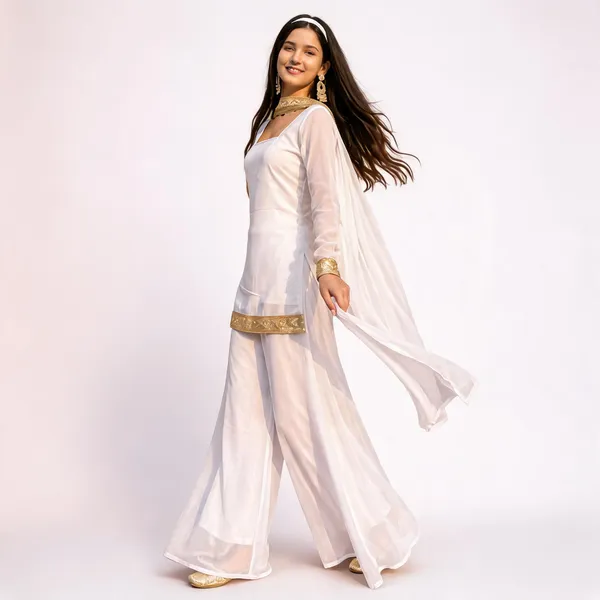 White_Faux_Georgette_Embroidered_Kurti_Palazzo_Dupatta_Set_For_Women