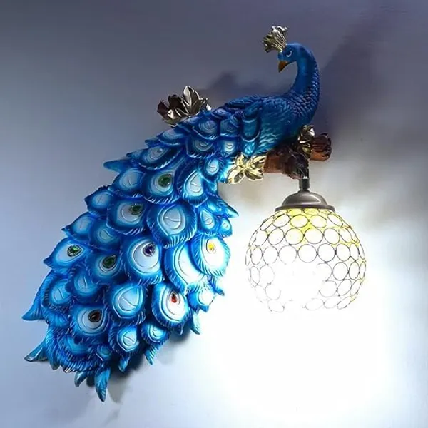 Peacock_Wall_Lamp_Sconce_Resin_Wood