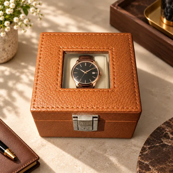 Brown_Leatherette_Single_Watch_Storage_Box