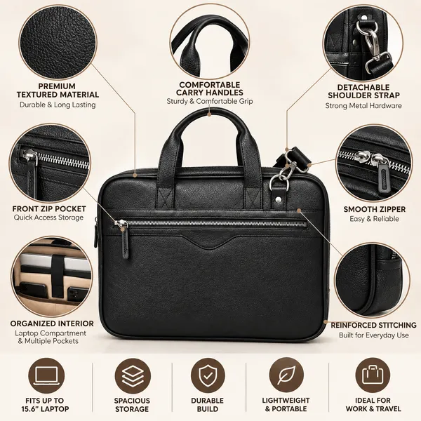 Black_Textured_Laptop_Briefcase_for_Work_And_Travel