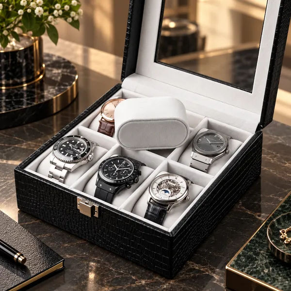 Black_Textured_Six_Slot_Watch_Storage_Box