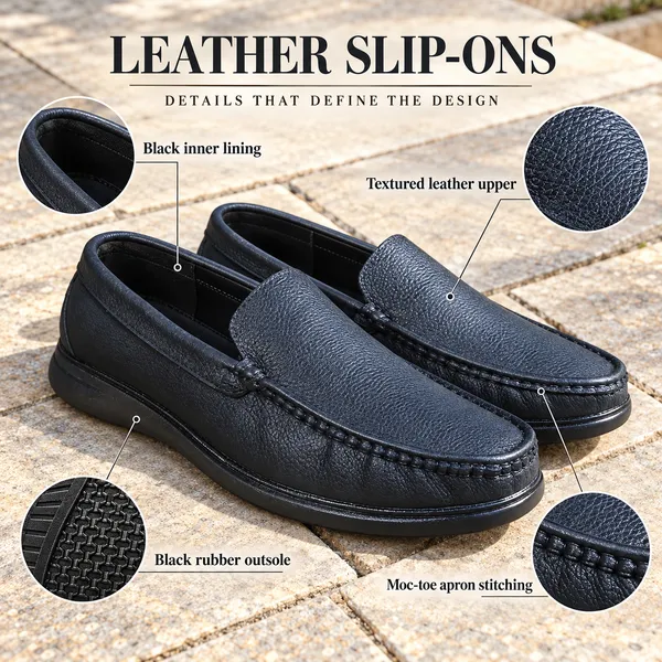 Black_Leather_Moc-Toe_Slip-On_Loafers_For_Men
