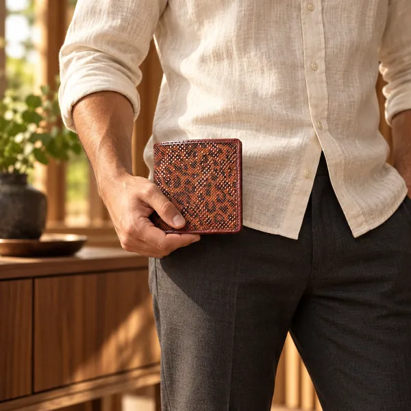 Brown_Snake-Pattern_Over-Flap_Card_Holder_Wallet_For_Men