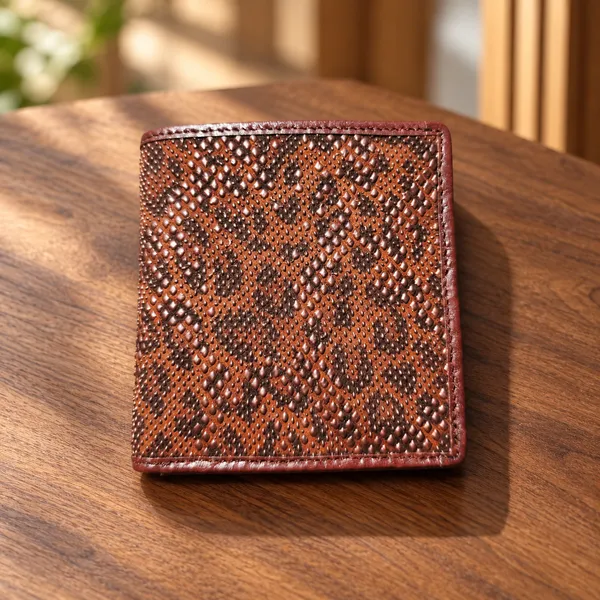 Brown_Snake-Pattern_Over-Flap_Card_Holder_Wallet_For_Men