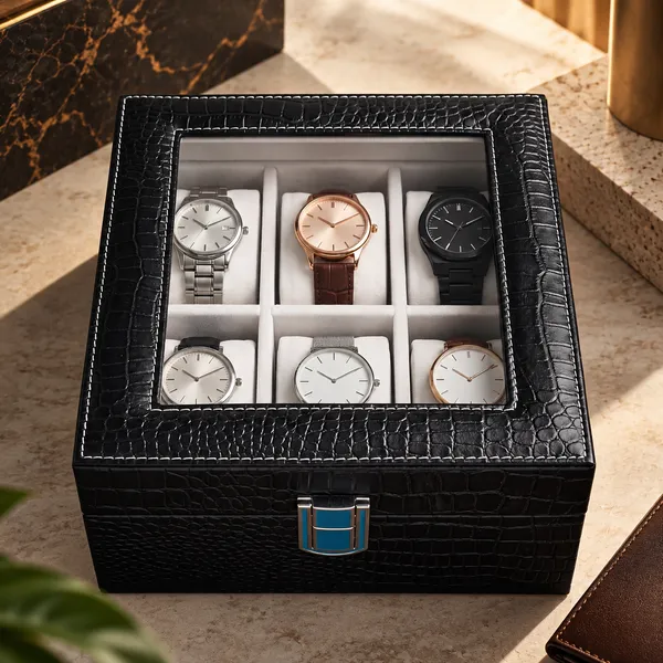Black_Textured_Six_Slot_Watch_Storage_Box