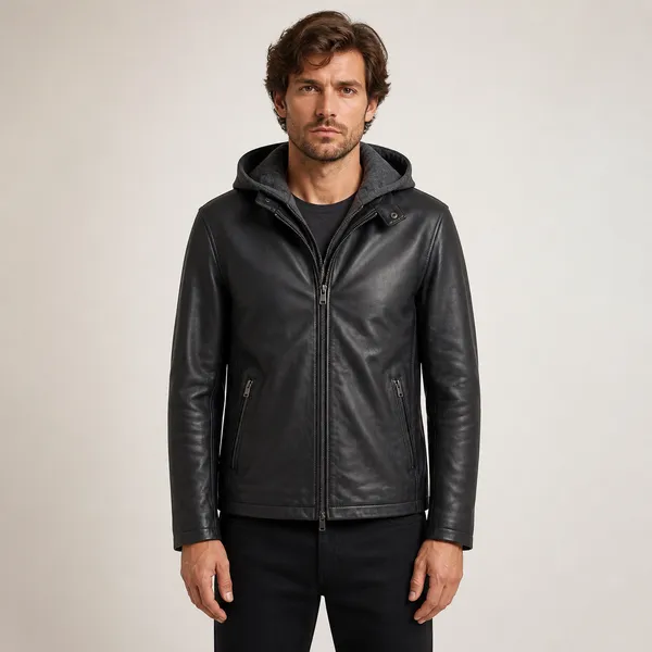 Black_Leather_Look_Hooded_Jacket_for_Men
