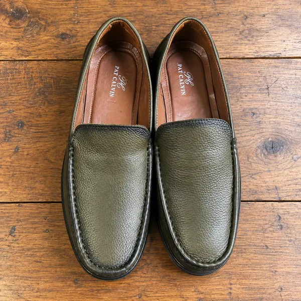 Olive_Leather_Slip-On_Loafers_For_Men