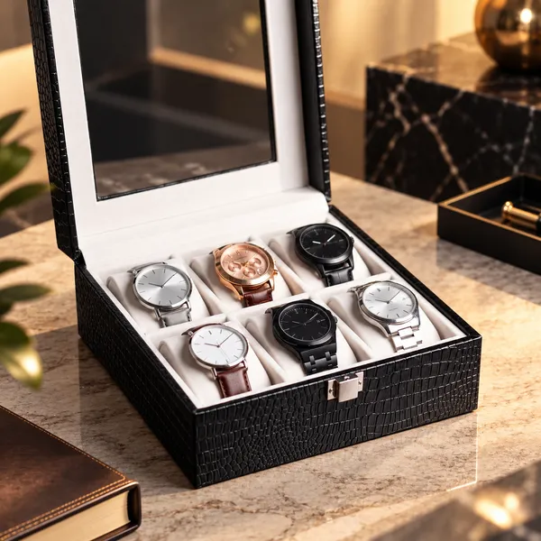 Black_Textured_Six_Slot_Watch_Storage_Box