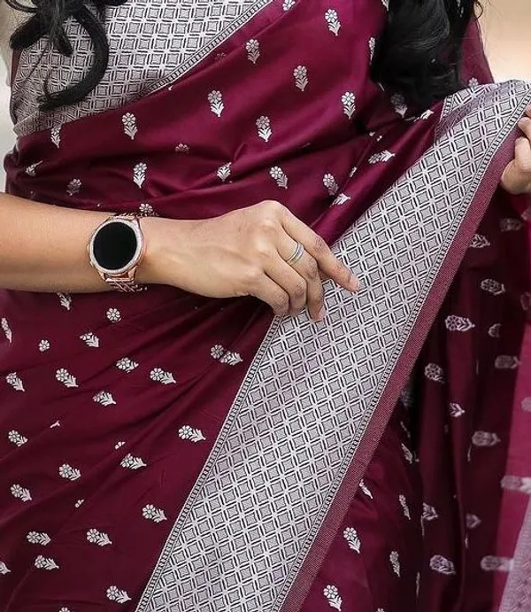Wine_Banarasi_Soft_Silk_Saree_For_Women
