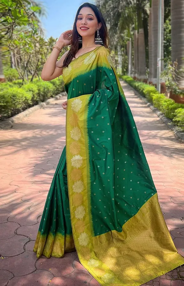 Green_Banarasi_Soft_Silk_Saree_For_Women