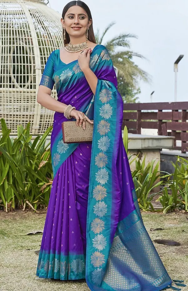 Purple_Blue_Banarasi_Soft_Silk_Saree_For_Women