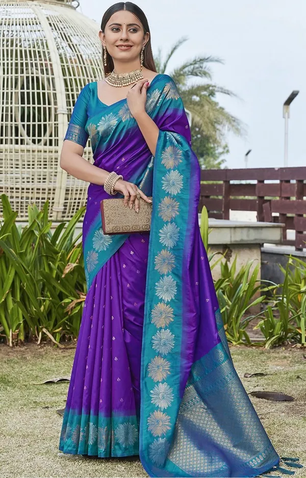 Purple_Blue_Banarasi_Soft_Silk_Saree_For_Women
