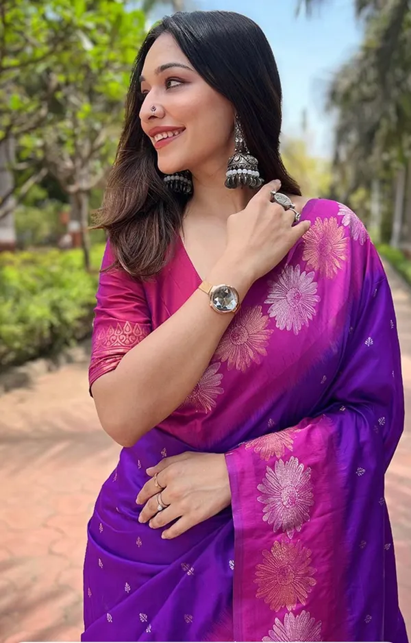 Purple_Rani_Banarasi_Soft_Silk_Saree_For_Women