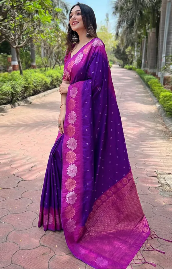 Purple_Rani_Banarasi_Soft_Silk_Saree_For_Women