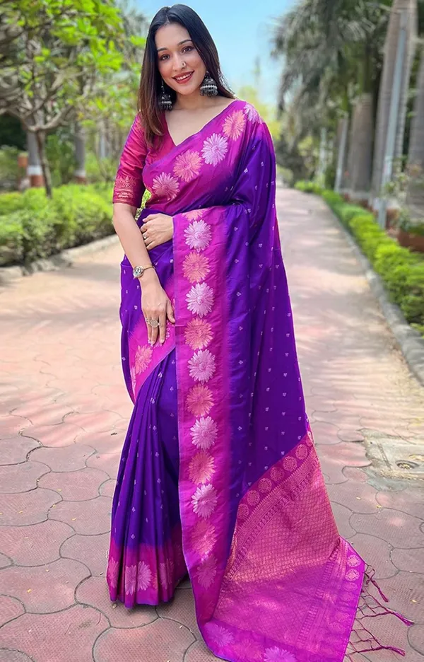 Purple_Rani_Banarasi_Soft_Silk_Saree_For_Women