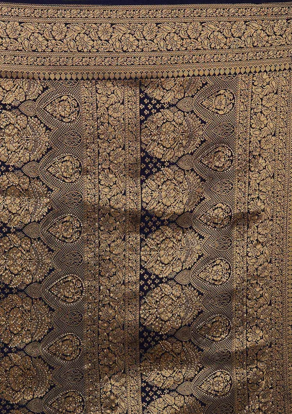 Navy_Blue_Banarasi_Soft_Silk_Saree_For_Women