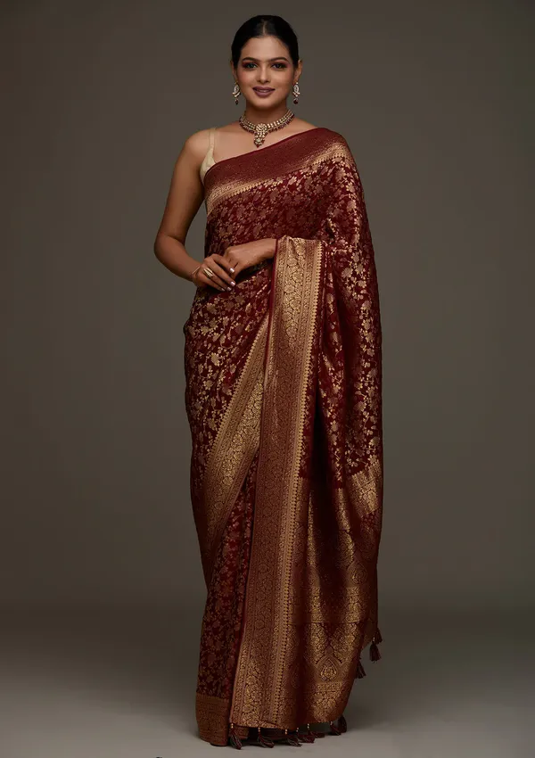 Maroon_Banarasi_Soft_Silk_Saree_For_Women